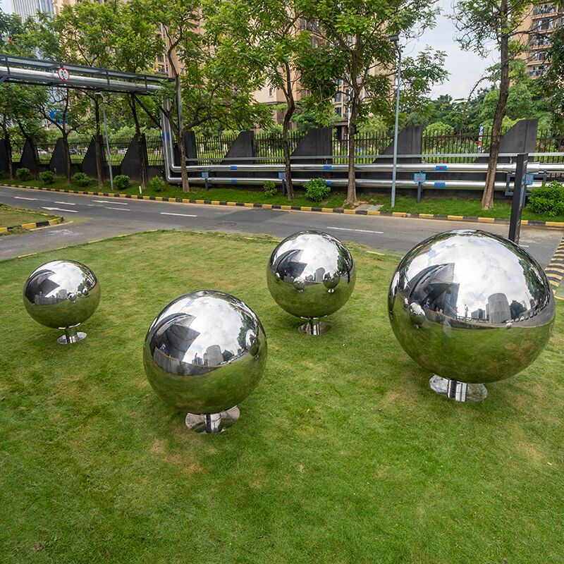 Outdoor garden metal sculpture mirror polished stainless steel sphere sculpture (5)