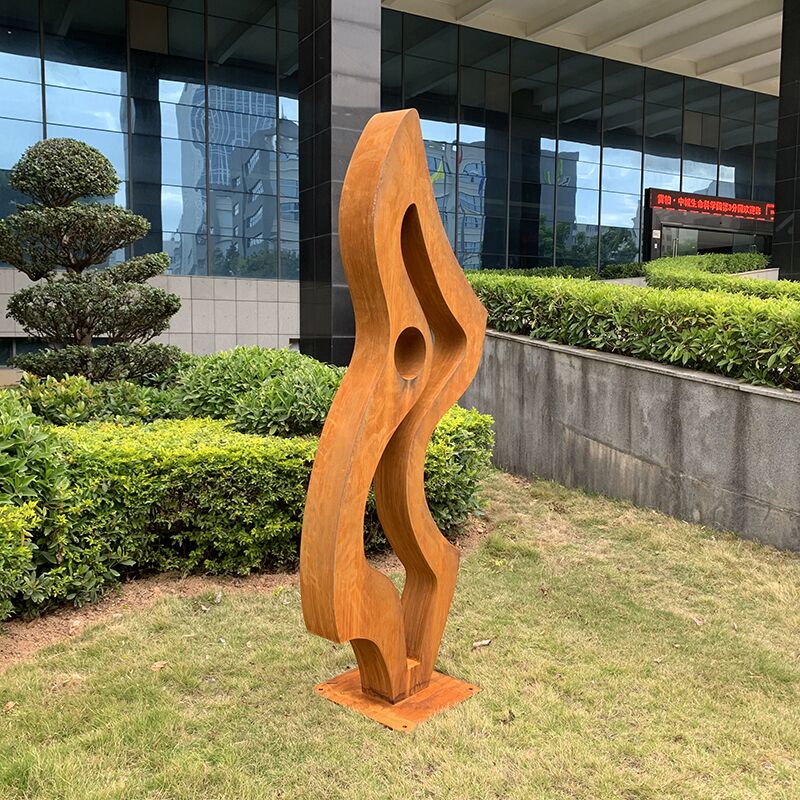 outdoor garden Corten steel flame sculpture (4)