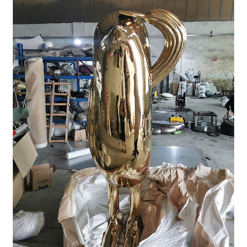 Deluxe indoor golden stainless steel bird sculpture4