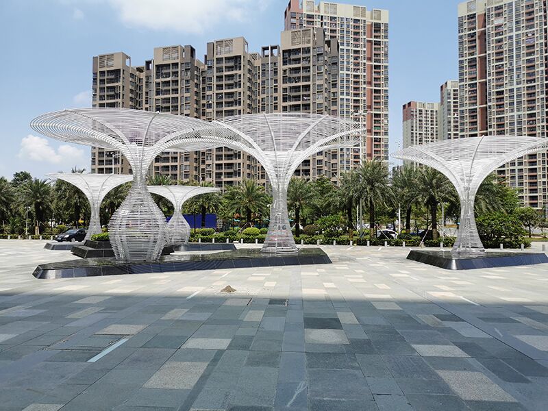 Large outdoor garden square metal sculpture stainless steel sculpture (1)