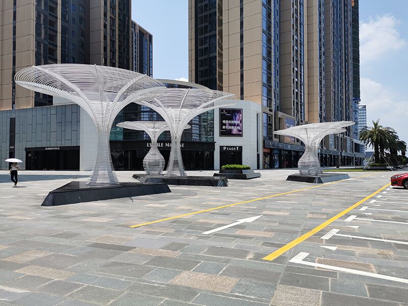 Large outdoor garden square metal sculpture stainless steel sculpture (2)