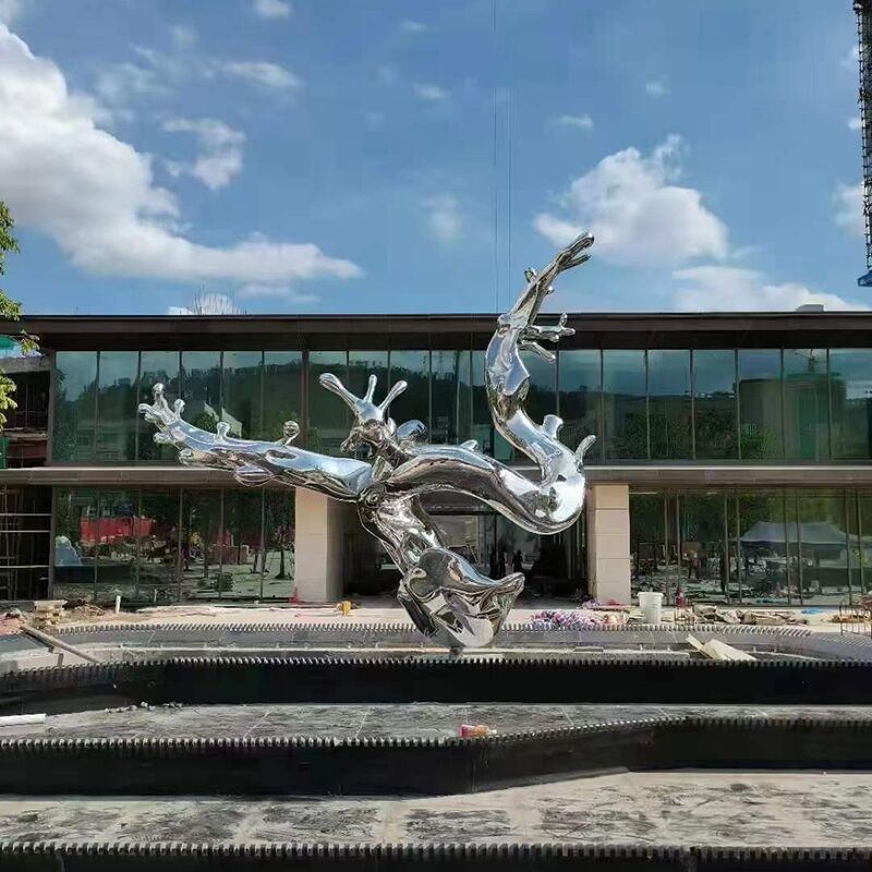 Large-scale outdoor Abstract landscape waterscape sculpture stainless steel spray sculpture