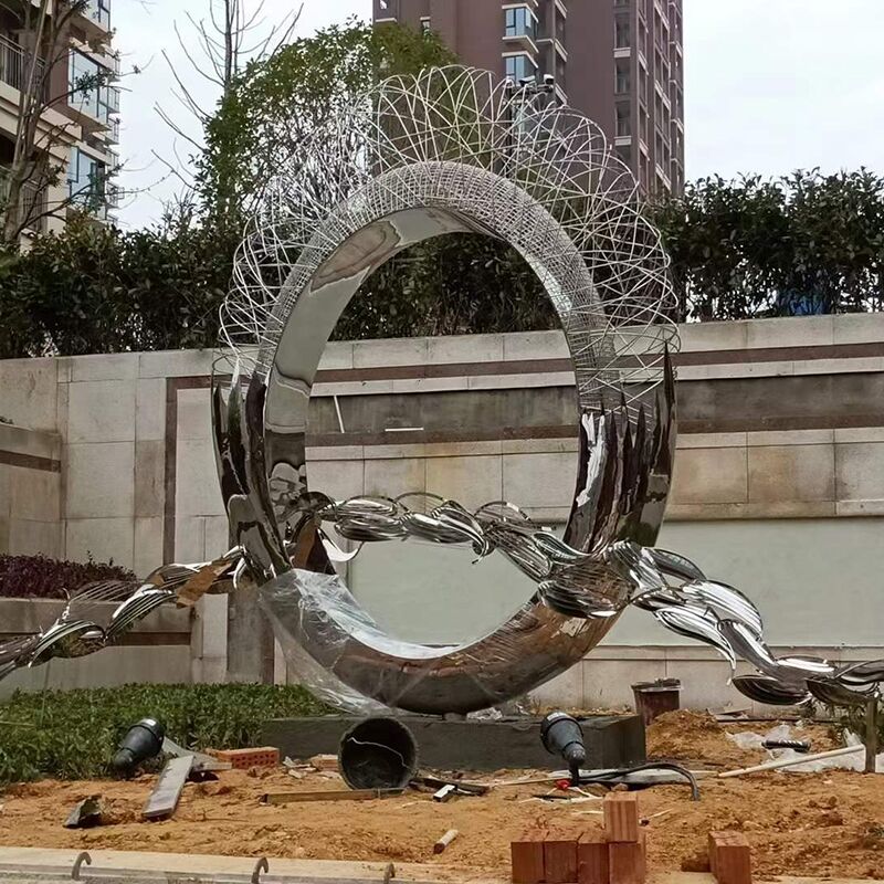 Large-scale outdoor Abstract sculpture stainless steel Ring sculpture1