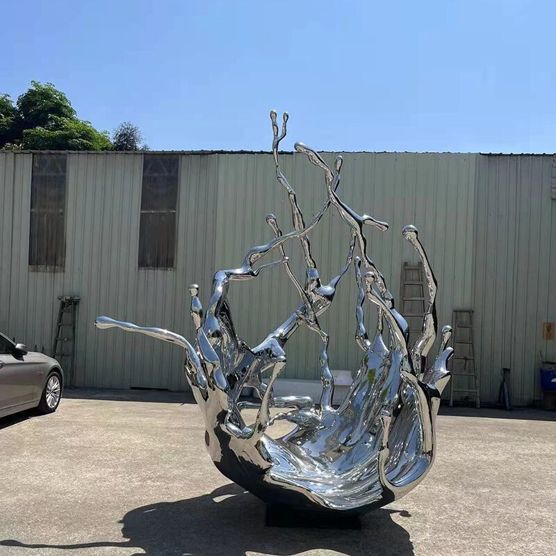 Large-scale outdoor landscape waterscape sculpture stainless steel spray sculpture (2)
