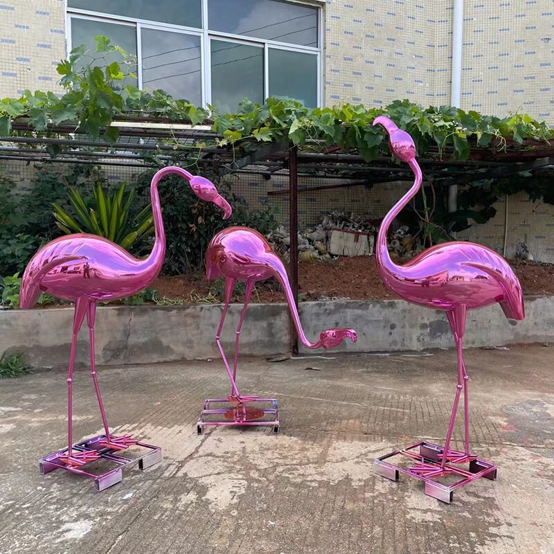 Modern outdoor square pool park courtyard stainless steel bird sculpture (6)