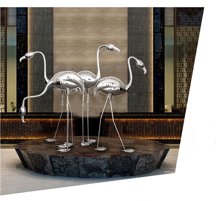 Modern outdoor square pool park courtyard stainless steel bird sculpture