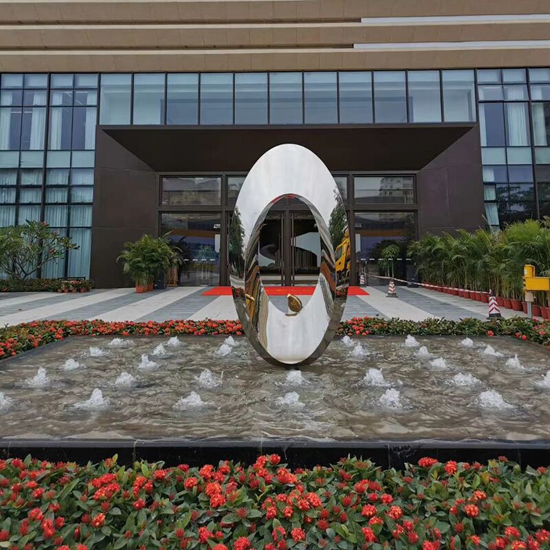 Outdoor garden park pool metal sculpture stainless steel abstract sphere sculpture (2)