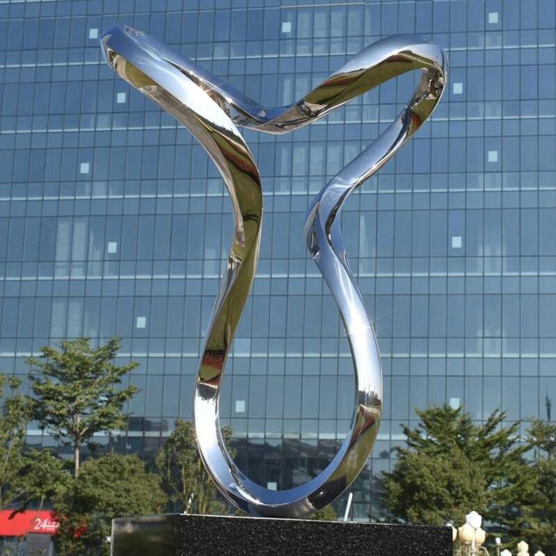 Large outdoor square metal art statues stainless steel abstract sculpture