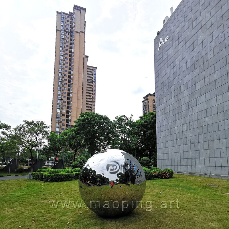 200cm Large outdoor garden courtyard polished stainless steel month sphere sculpture (1)