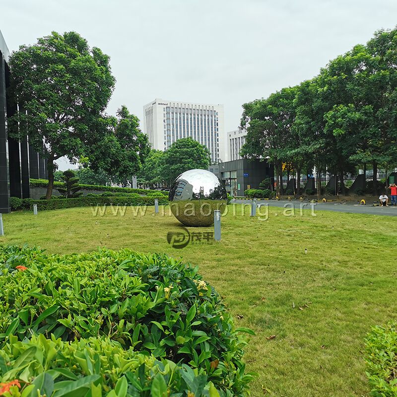 200cm Large outdoor garden courtyard polished stainless steel month sphere sculpture (4)