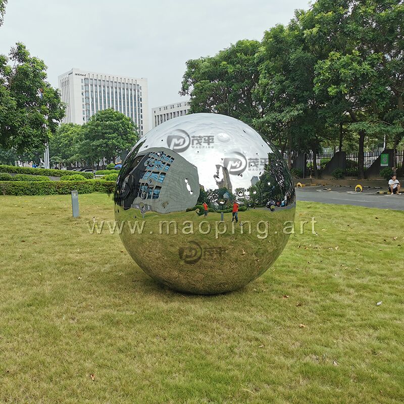 200cm Large outdoor garden courtyard polished stainless steel month sphere sculpture (5)
