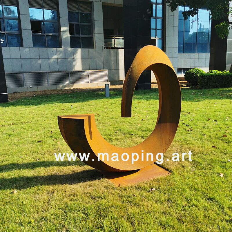 Outdoor grassland Park Courtyard Landscape Design corten steel sculpture (3)