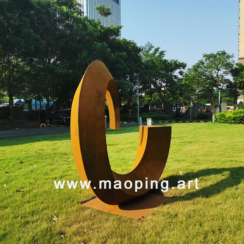Outdoor grassland Park Courtyard Landscape Design corten steel sculpture (5)