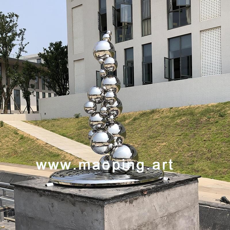 Outdoor art decorations mirror polished sphere sculpture (1)
