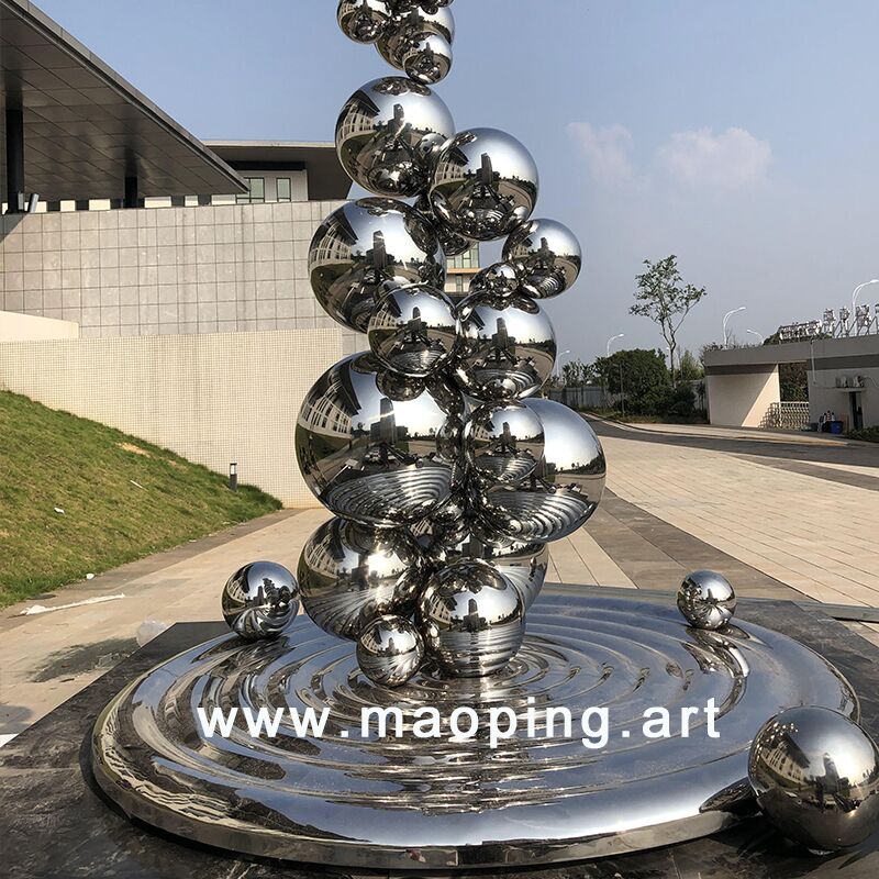 Outdoor art decorations mirror polished sphere sculpture (2)