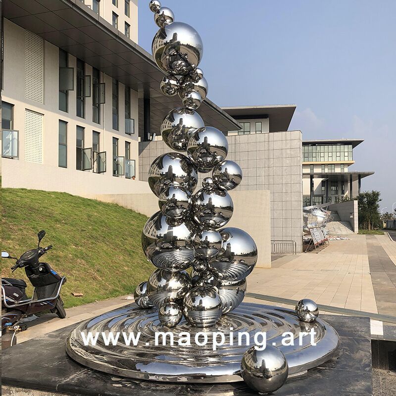 Outdoor art decorations mirror polished sphere sculpture (3)