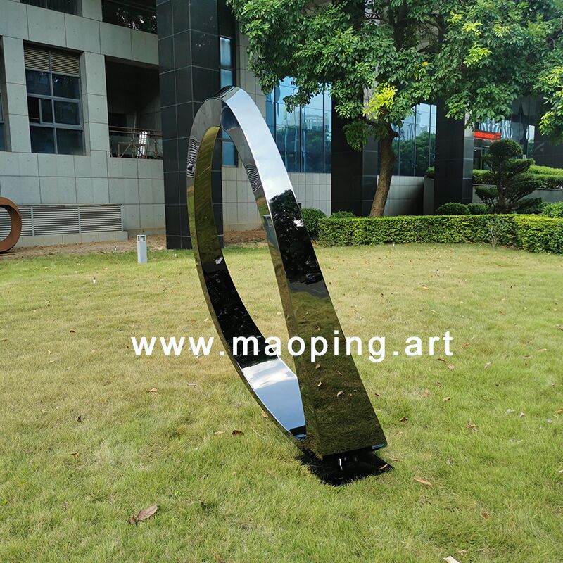 outdoor garden courtyard Stainless steel ring sculpture (8)