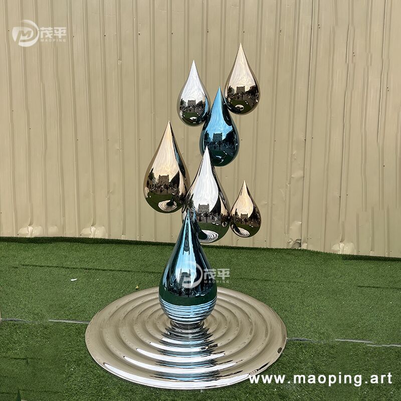 Creativity landmark morden metal droplet statue stainless steel Water wave art sculpture (4)