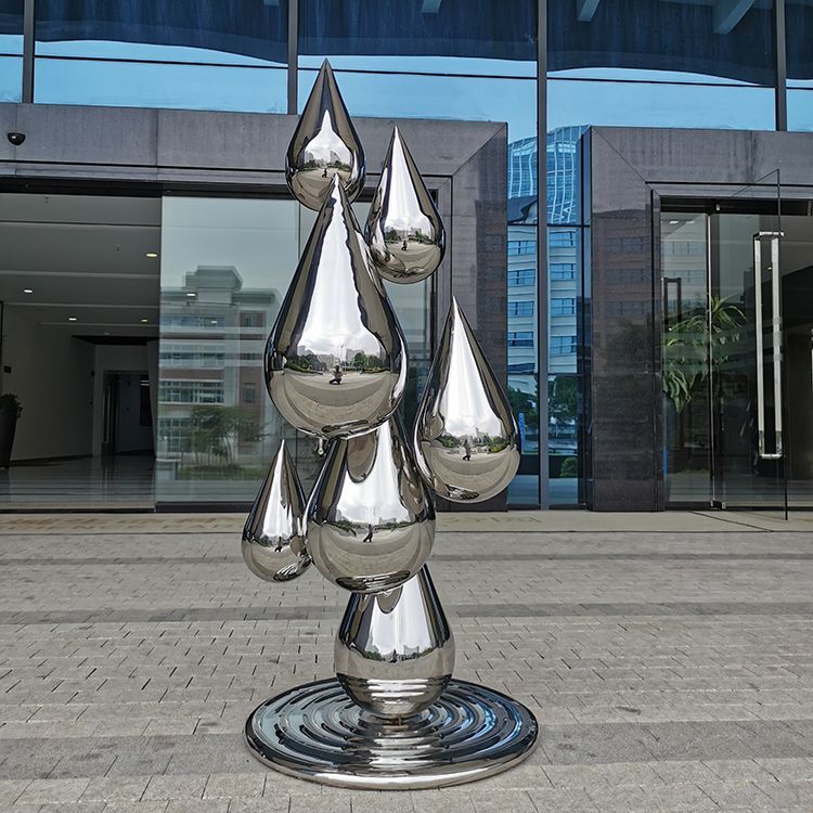 Creativity landmark morden metal droplet statue stainless steel Water wave art sculpture