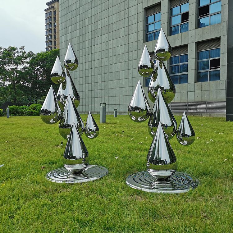 Creativity landmark morden metal droplet statue stainless steel Water wave art sculpture1