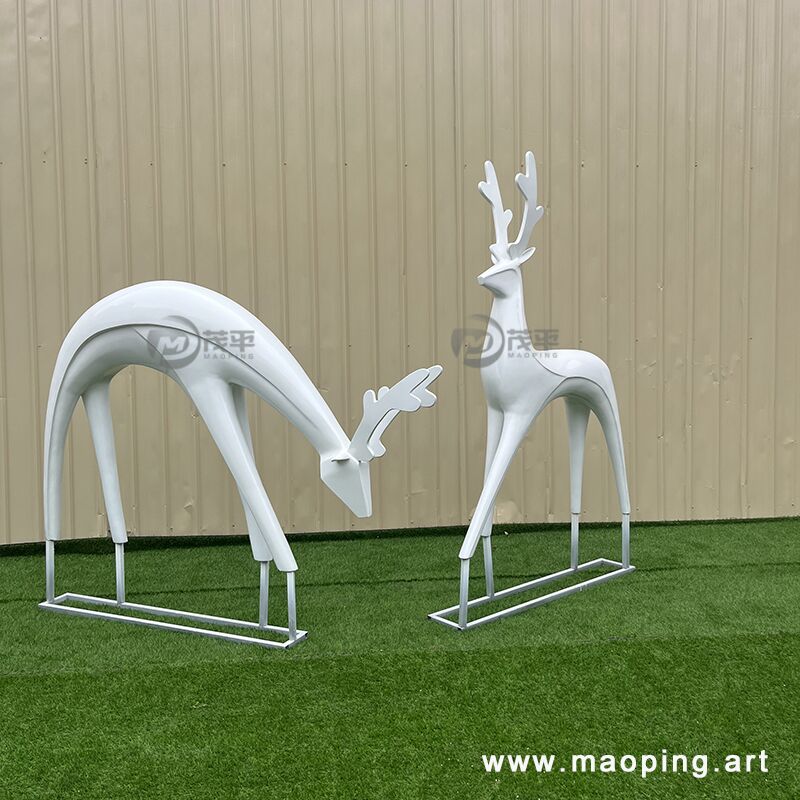 big large modern metal sculpture stainless steel deer statue (5)