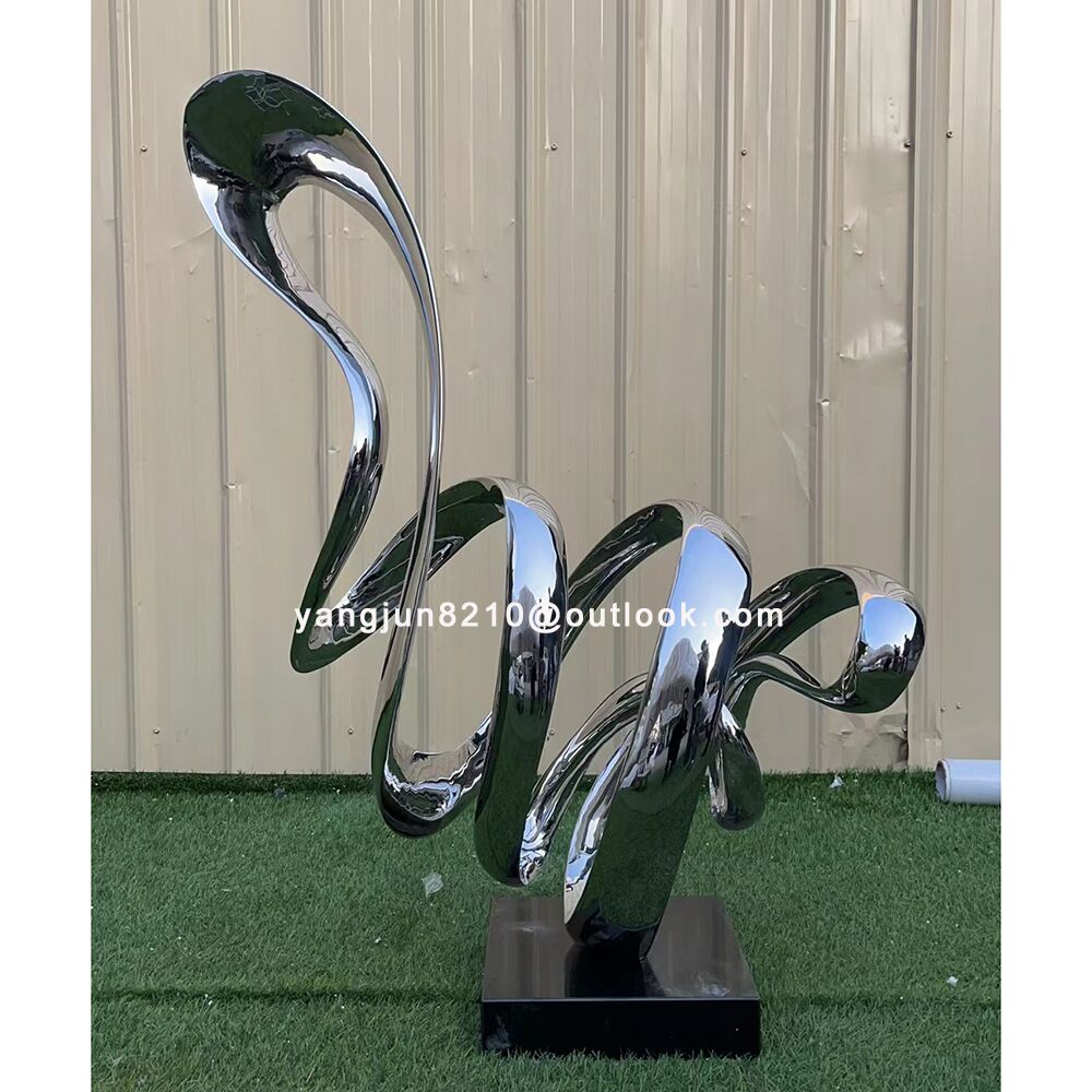 Indoor hotel deluxe apartment hall aisle floor decoration stainless steel abstract ring sculpture. (1)