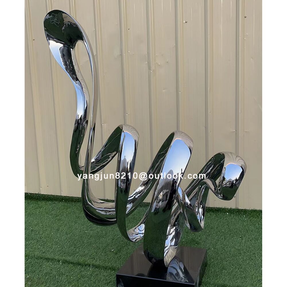 Indoor hotel deluxe apartment hall aisle floor decoration stainless steel abstract ring sculpture. (4)