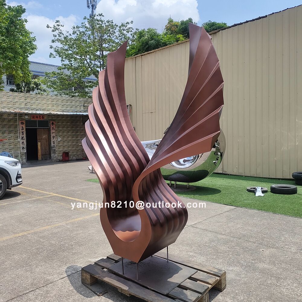 Large outdoor square beach Metal Art stainless steel Abstract Bird Wings sculpture (2)