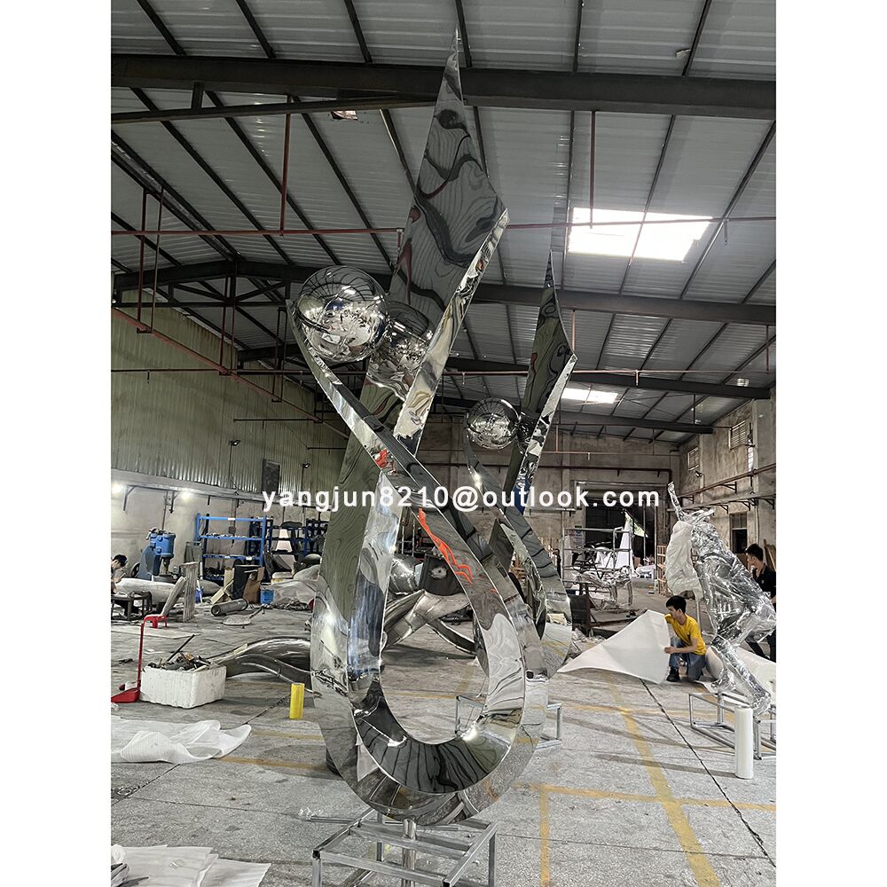 Large outdoor square park courtyard pool decoration art Mark abstract stainless steel sculpture (1)