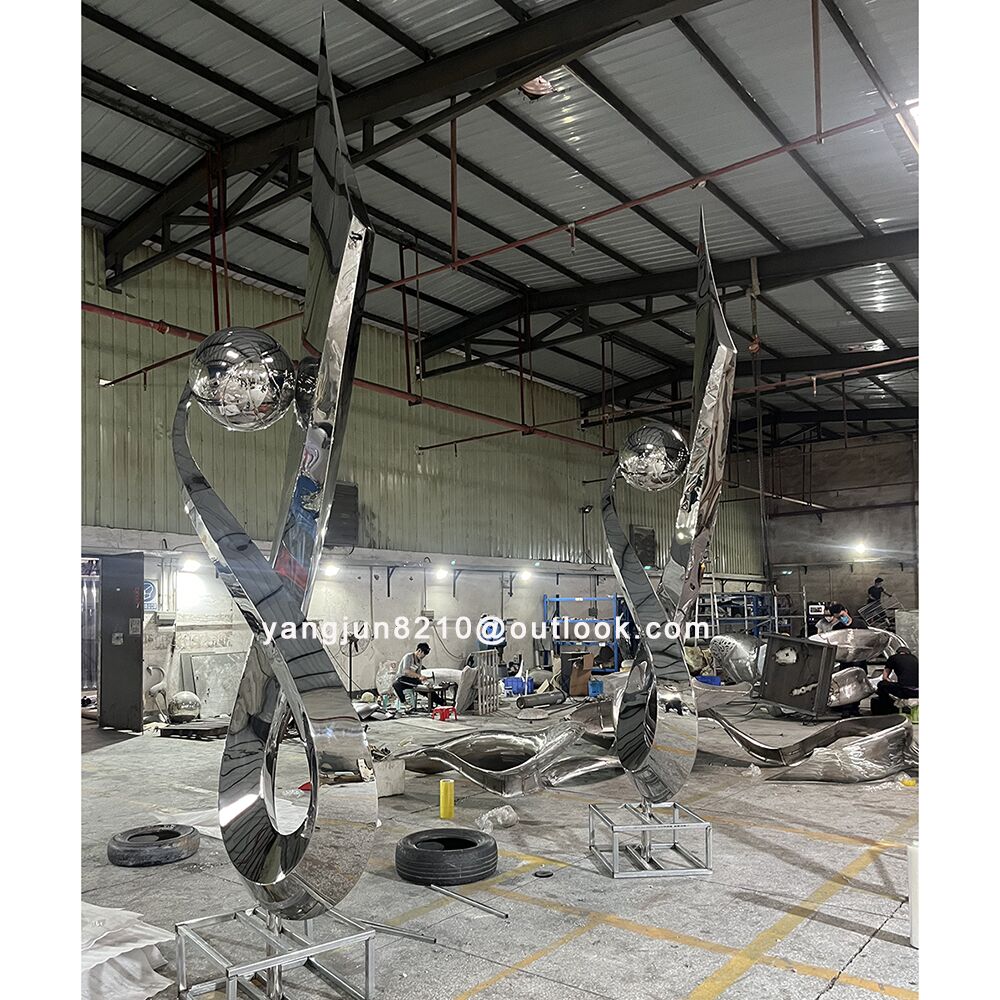Large outdoor square park courtyard pool decoration art Mark abstract stainless steel sculpture (2)