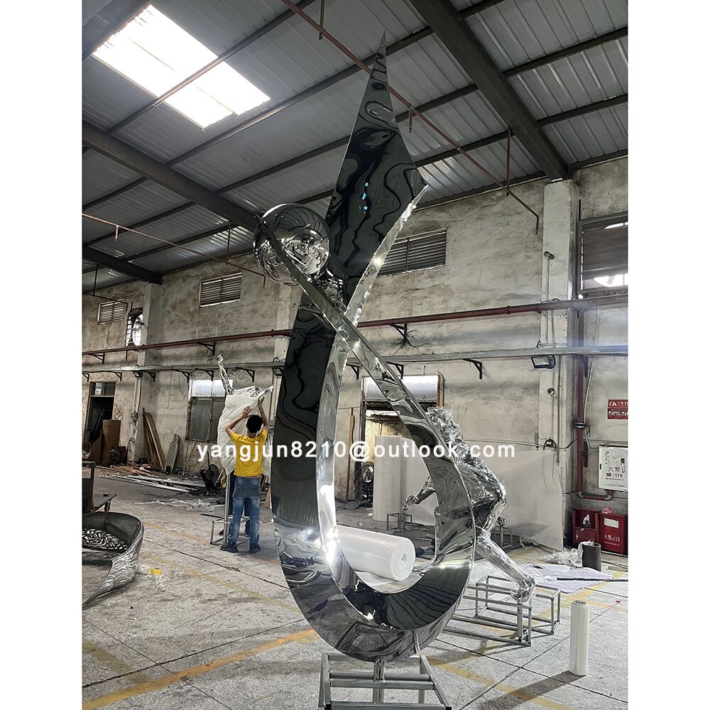 Large outdoor square park courtyard pool decoration art Mark abstract stainless steel sculpture (3)