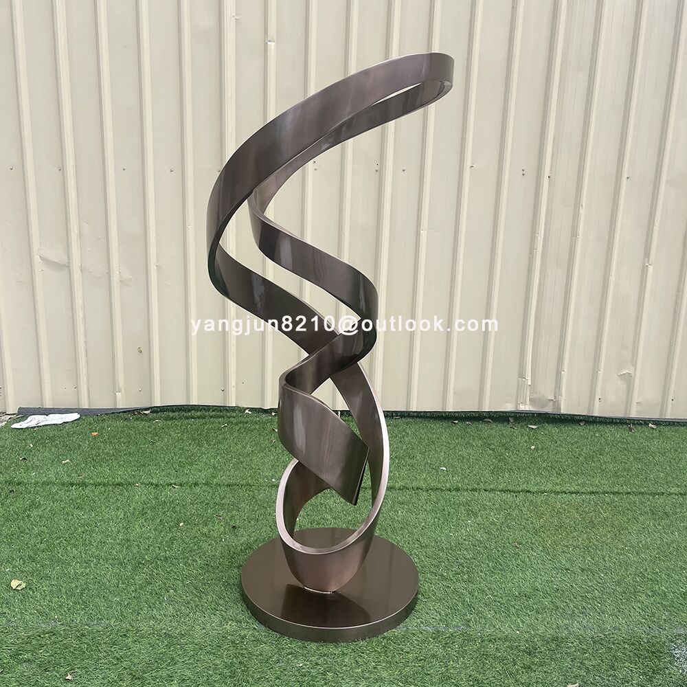 Modern Simple Stainless Steel Light Luxury Ribbon Sculpture Hotel Exhibition Hall Metal Decoration Floor Ornaments Crafts (1)