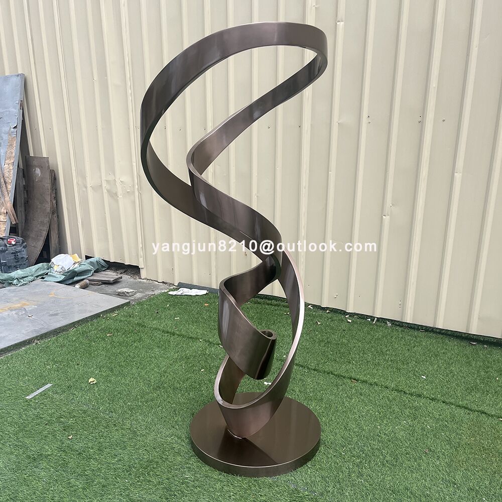 Modern Simple Stainless Steel Light Luxury Ribbon Sculpture Hotel Exhibition Hall Metal Decoration Floor Ornaments Crafts (3)
