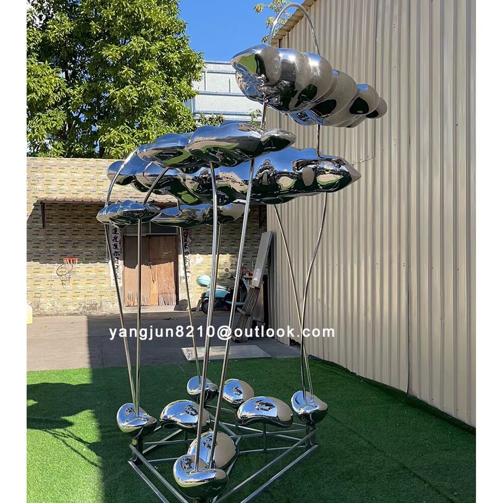 Outdoor park square garden courtyard art stainless steel abstract Cloud sculpture (1)