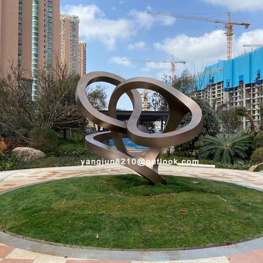 Outdoor square garden courtyard Abstract stainless steel Ring sculpture (1)