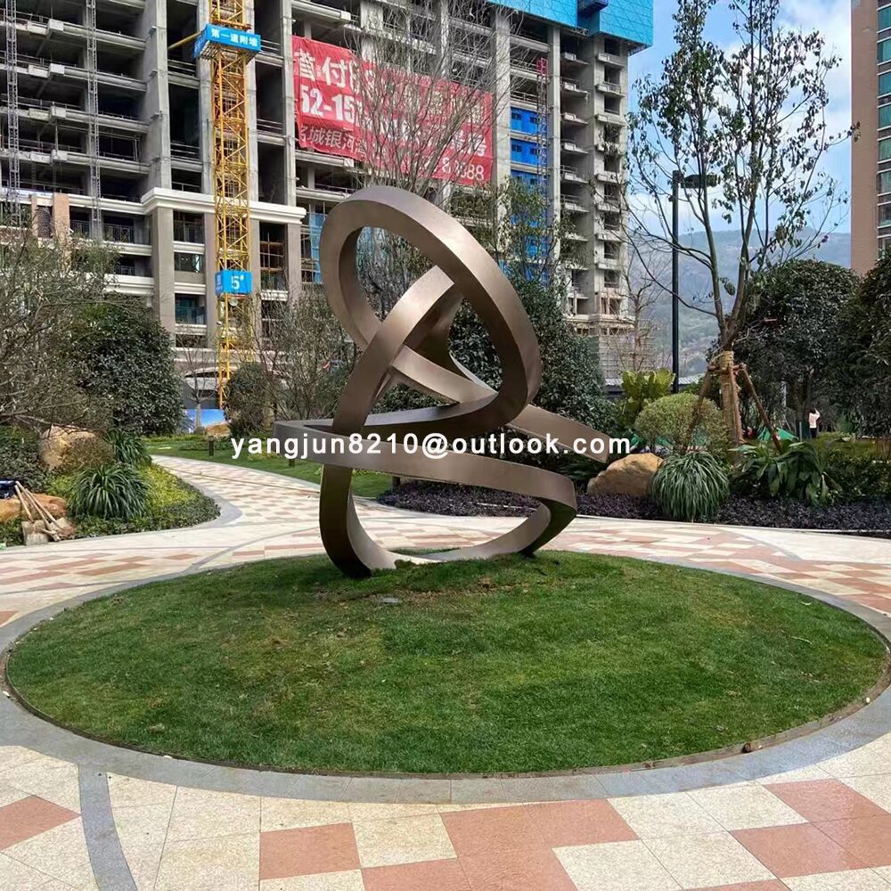 Outdoor square garden courtyard Abstract stainless steel Ring sculpture (3)