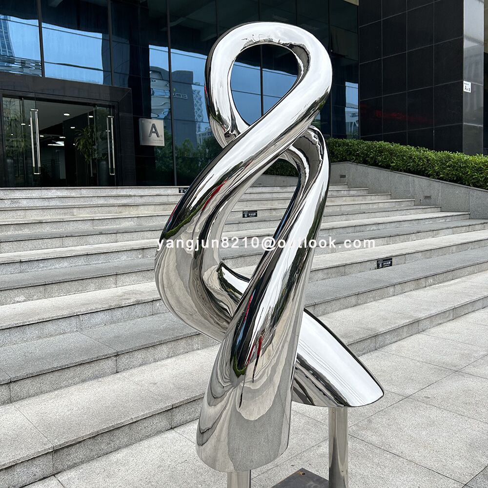 Outdoor square garden courtyard Mirror polishing stainless steel Polymer sculpture (1)