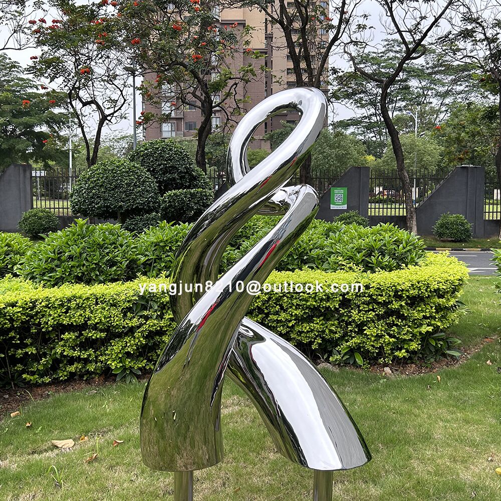 Outdoor square garden courtyard Mirror polishing stainless steel Polymer sculpture (3)
