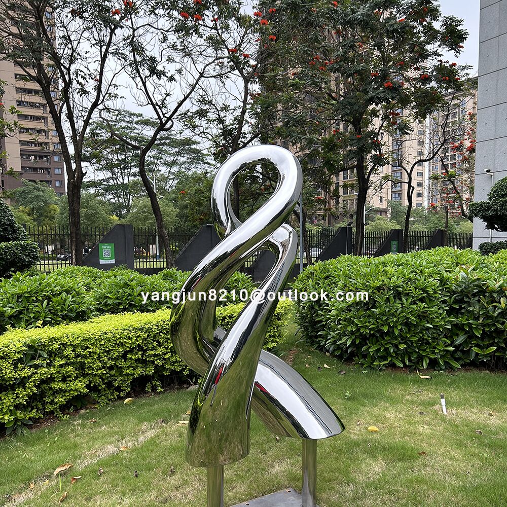 Outdoor square garden courtyard Mirror polishing stainless steel Polymer sculpture (5)