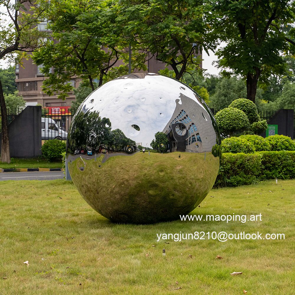 Outdoor airport park square school library cinema museum mirror polished stainless steel Lunar sculpture (2)