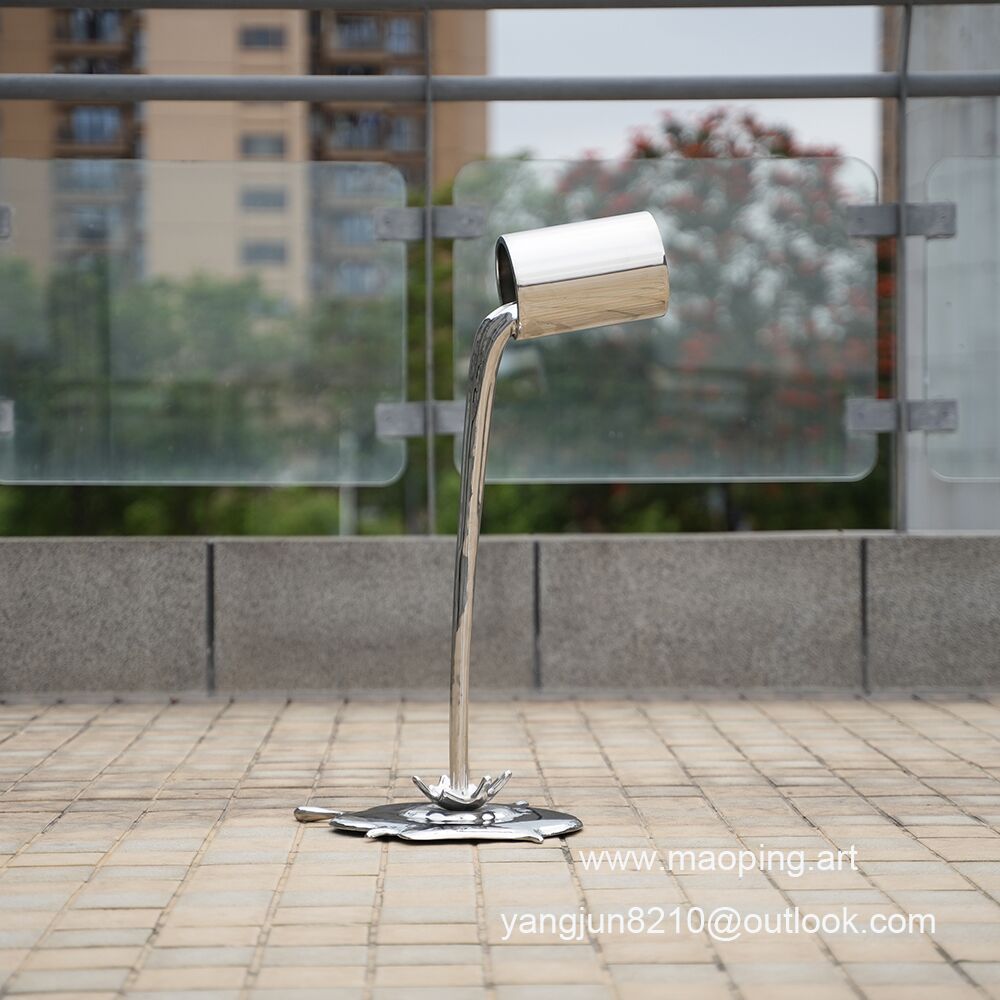 Outdoor square park museum airport beach swimming pool stainless steel paint bucket sculpture (2)
