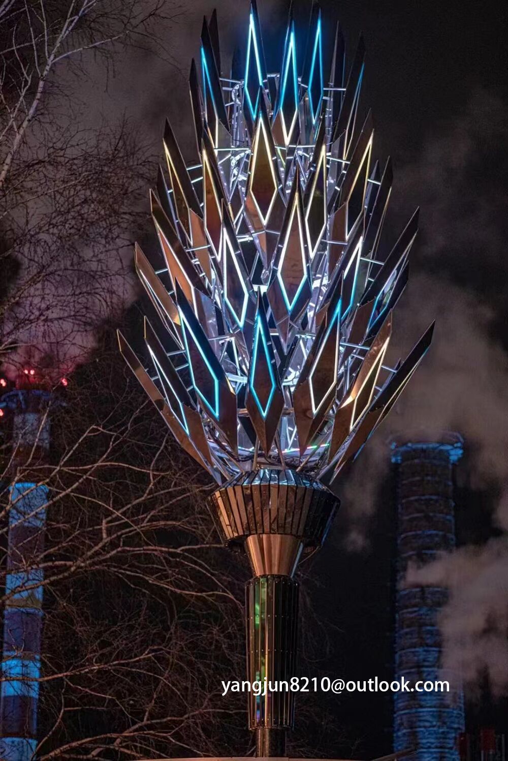 Large outdoor park square apartment playground theater gallery stainless steel sculpture (2)