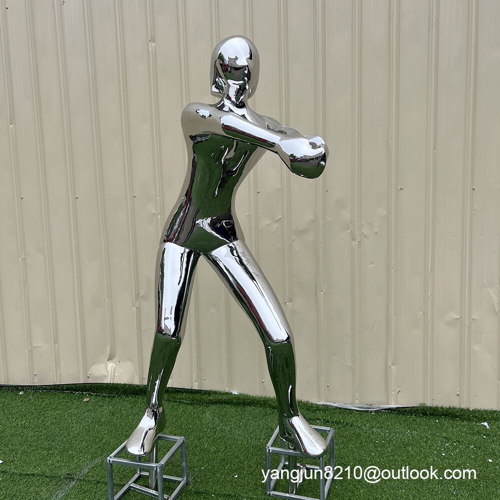Outdoor park square courtyard beach playground gymnasium stainless steel athlete sculpture (1)