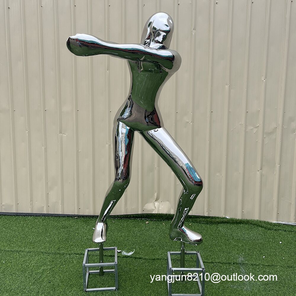 Outdoor park square courtyard beach playground gymnasium stainless steel athlete sculpture (2)