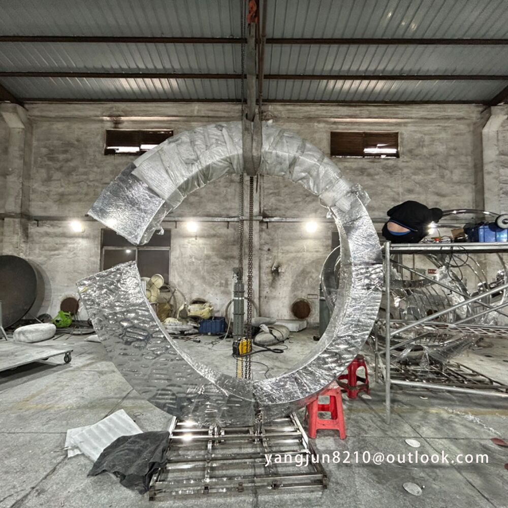 Outdoor square park library school airport theater art stainless steel “C”sculpture (3)