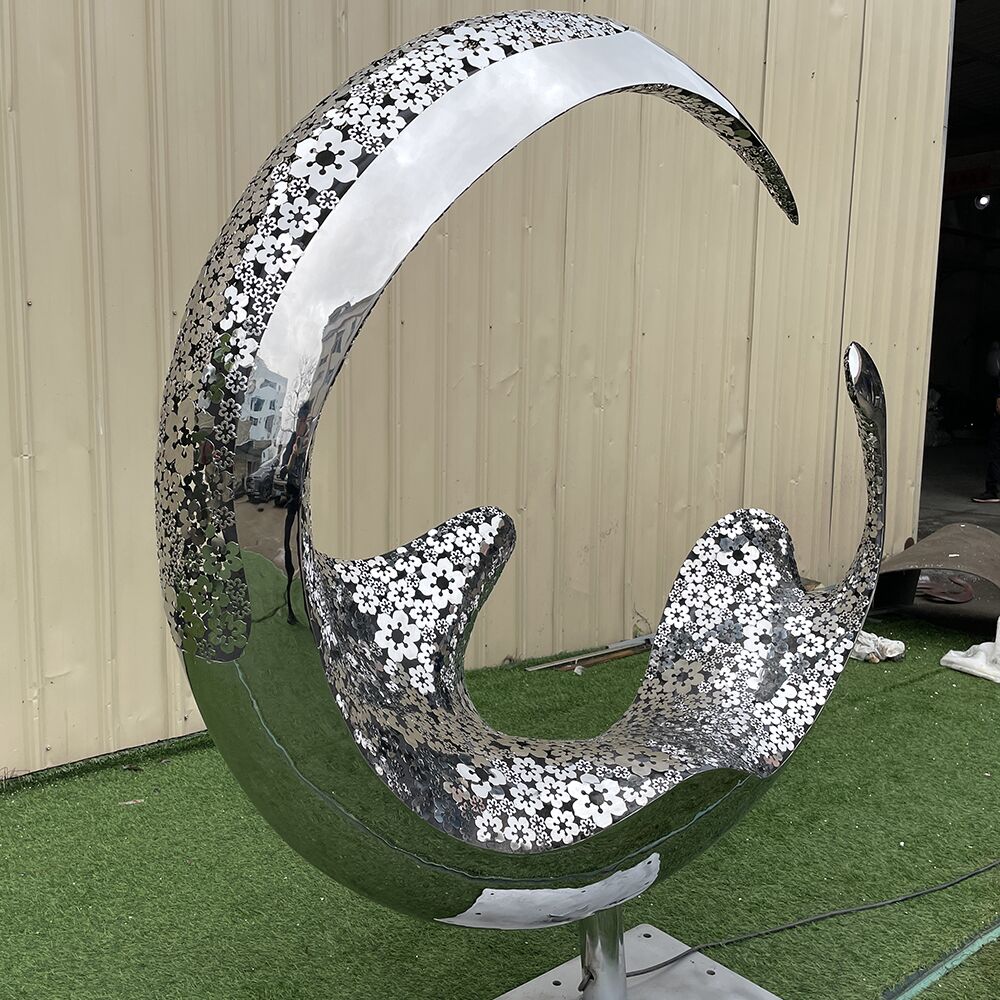 Outdoor square park courtyard home decoration artLuminous stainless steel moon sculpture2