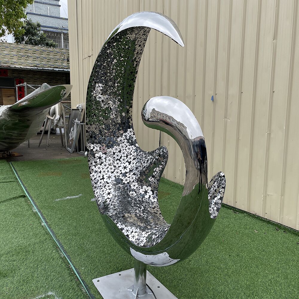 Outdoor square park courtyard home decoration artLuminous stainless steel moon sculpture3