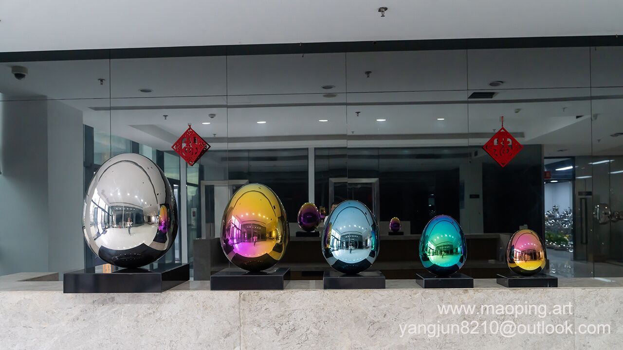 Interior design high-end hotel apartment home decoration stainless steel egg sculpture (1)