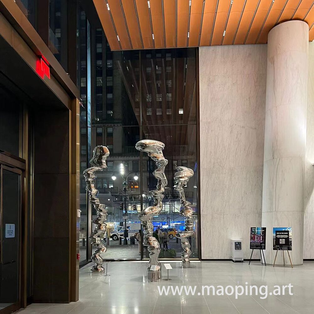 Outdoor Square Park Playground Museum Architecture Landscape Artwork Stainless Steel Stone Column Sculpture2