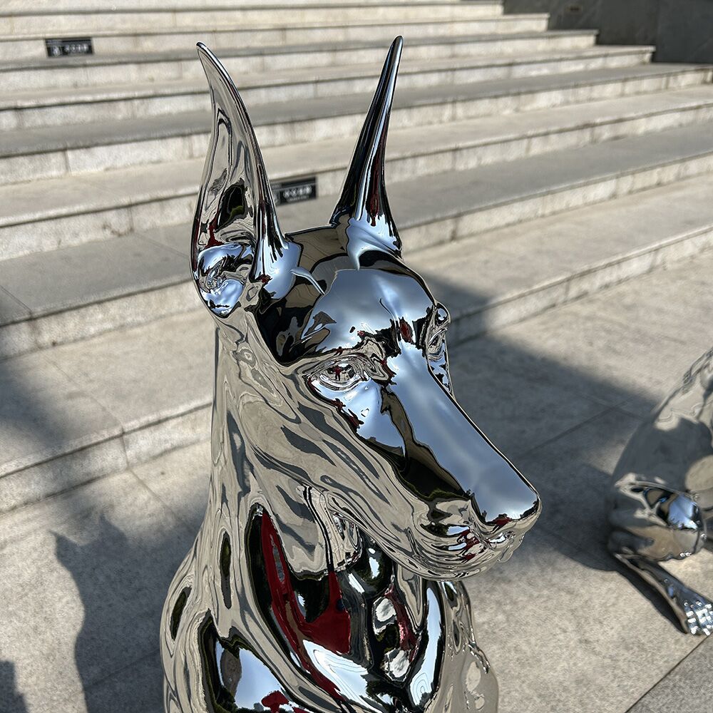 Interior Deco Art Stainless Steel Doberman Sculpture2